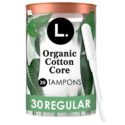 Tampons en coton biologique avec applicateur en plastique sans BPA., régulier, sans blanchiment au chlore, pesticides, parfums, ni colorants, 30 u