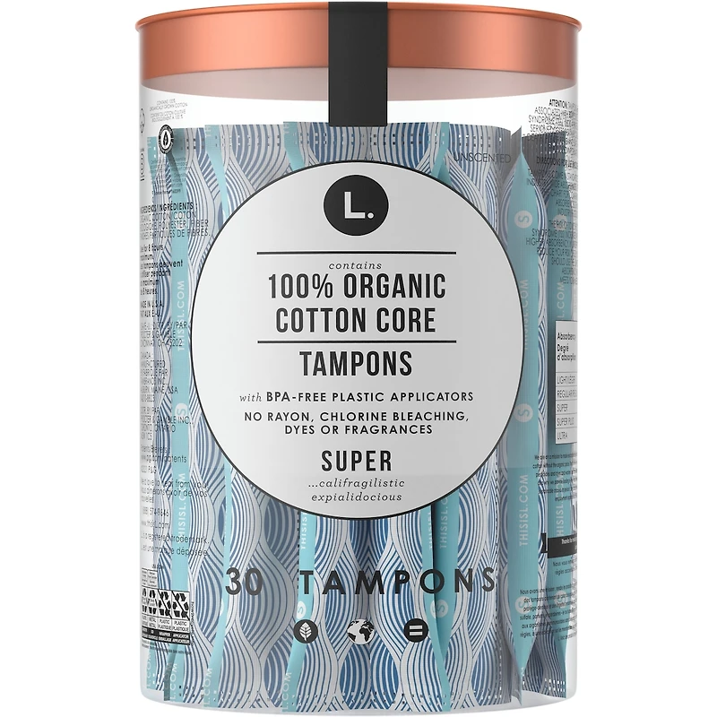 Tampons en coton biologique, degré d’absorption super, 30 tampons