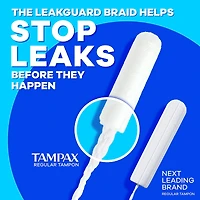Tampons Pearl avec tresse anti-fuites LeakGuard, degré d’absorption régulier/super, paquets multiples, non parfumés,