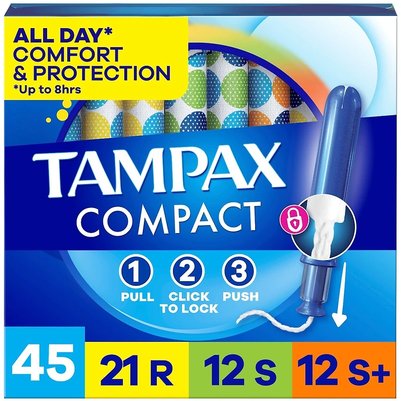 Tampons Pearl compacts, avec tresse anti-fuites LeakGuard et applicateur extensible, applicateur extensible compact, emballage multiple, degrés d’absorption régulier/super/super plus