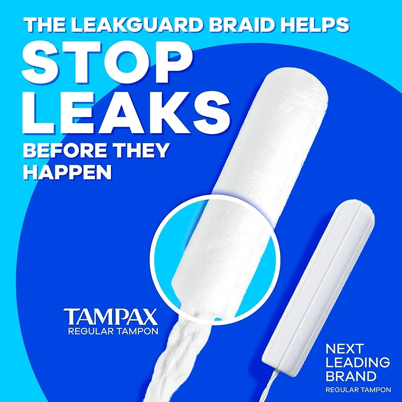 Tampons Pearl compacts, avec tresse anti-fuites LeakGuard et applicateur extensible, applicateur extensible compact, emballage multiple, degrés d’absorption régulier/super/super plus