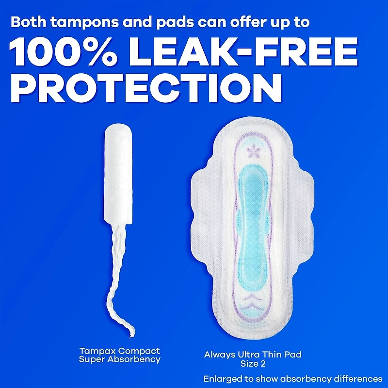 Tampons Pearl compacts, avec tresse anti-fuites LeakGuard et applicateur extensible, applicateur extensible compact, emballage multiple, degrés d’absorption régulier/super/super plus