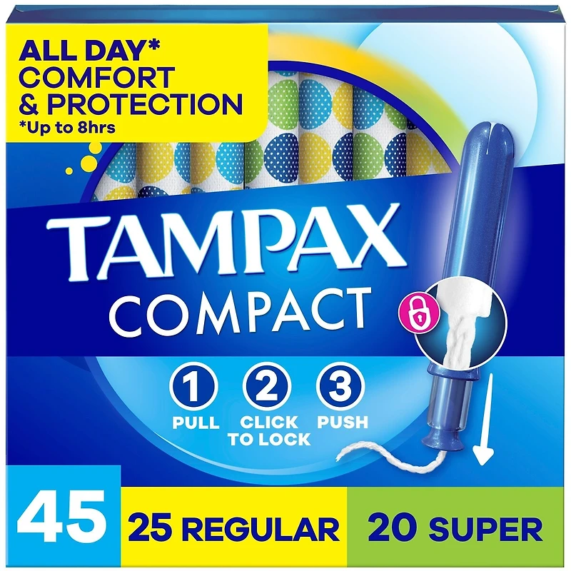 Tampons Pearl compacts, avec tresse anti-fuites LeakGuard et applicateur extensible, applicateur extensible compact, degrés d’absorption régulier/super, emballage multiple, non parfumés