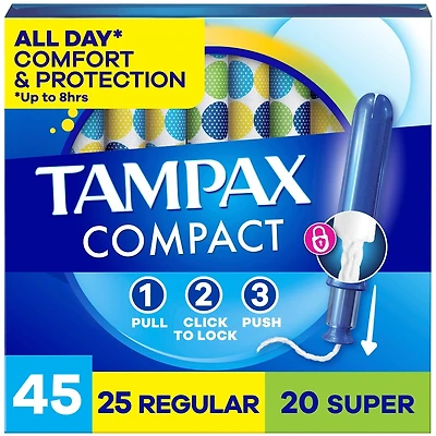 Tampons Pearl compacts, avec tresse anti-fuites LeakGuard et applicateur extensible, applicateur extensible compact, degrés d’absorption régulier/super, emballage multiple, non parfumés