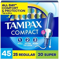 Tampons Pearl compacts, avec tresse anti-fuites LeakGuard et applicateur extensible, applicateur extensible compact, degrés d’absorption régulier/super, emballage multiple, non parfumés