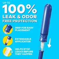 Tampons Pearl compacts, avec tresse anti-fuites LeakGuard et applicateur extensible, applicateur extensible compact, degrés d’absorption régulier/super, emballage multiple, non parfumés