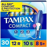 Compact Pearl Tampons Multipack, with LeakGuard Braid & Extendable Applicator, Super/Super Plus Absorbency, Compact Extendable Applicator, Unscented, 30 Count
