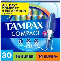 Compact Pearl Tampons Multipack, with LeakGuard Braid & Extendable Applicator, Regular/Super/Super Plus Absorbency, Compact Extendable Applicator