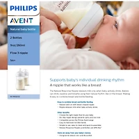 Biberon naturel Philips Avent avec tétine Natural Response, transparent, 9oz, 2pk, SCY903/02