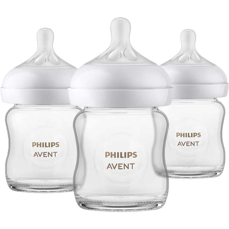 Biberon en Verre Natural Philips Avent avec Tétine Natural Response, 4oz, 3pk