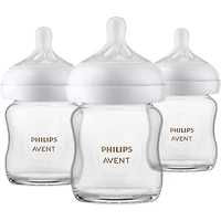 Biberon en Verre Natural Philips Avent avec Tétine Natural Response, 4oz, 3pk