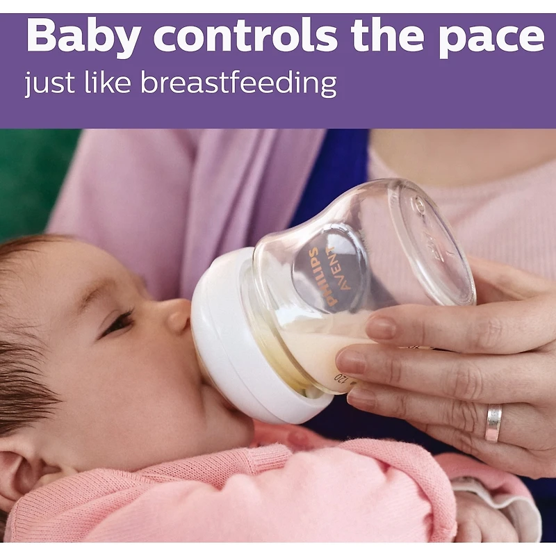 Biberon en Verre Natural Philips Avent avec Tétine Natural Response, 4oz, 3pk