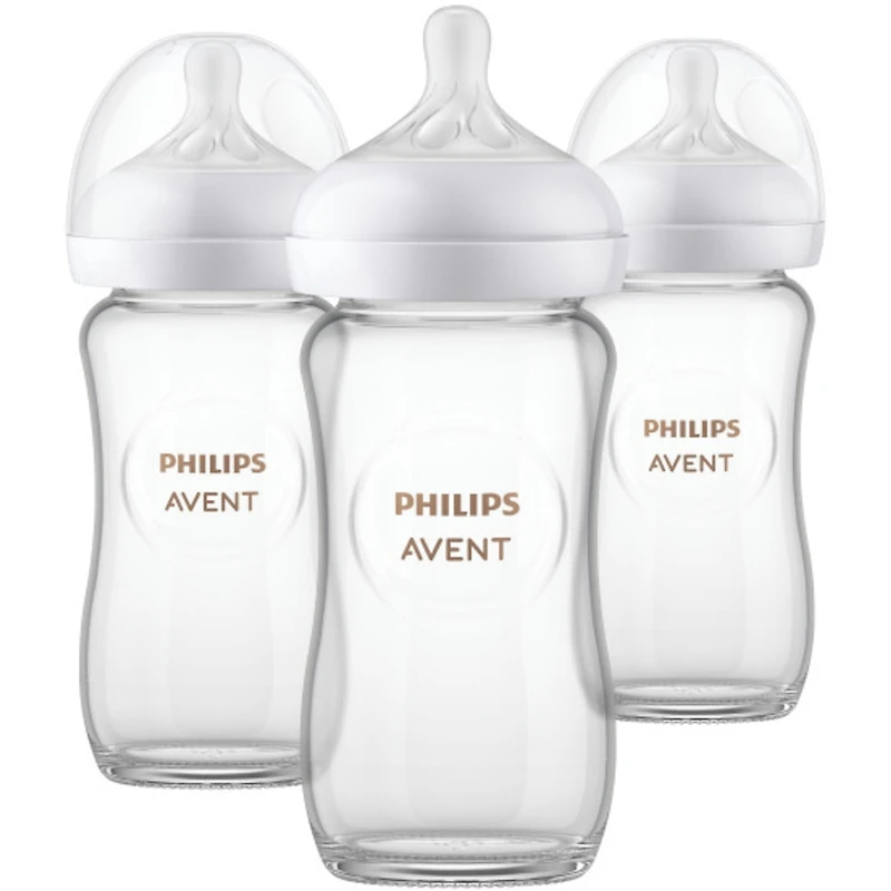 Biberon en verre naturel Philips Avent avec tétine Natural Response, 3pk, SCY913/03