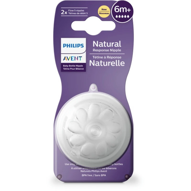 Tétine Natural Response Philips Avent à débit no 5, 6 mois et plus, emb. de 2, SCY965/02