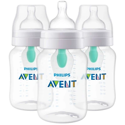 Avent Anti-colic Baby Bottle with AirFree Vent, 9oz, 3 pack, SCY703/03