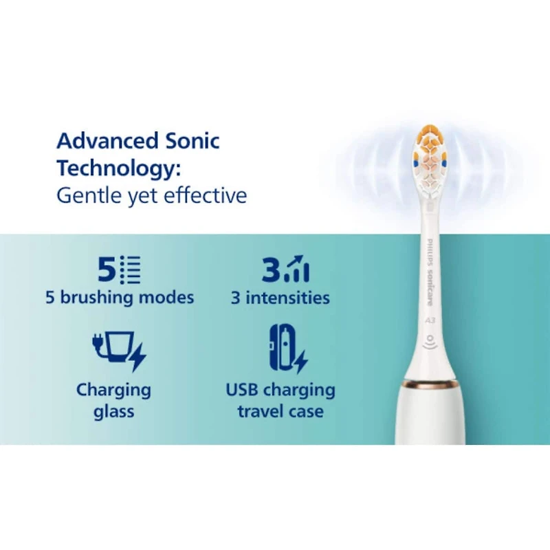 Brosse à dents électrique rechargeable Philips Sonicare DiamondClean Smart 9700, Or rose, HX9957/81