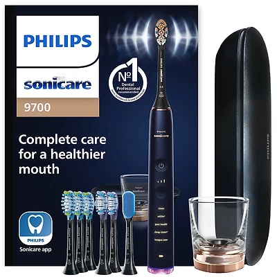 Brosse à dents électrique rechargeable Philips Sonicare DiamondClean Smart 9700, Bleu lunaire, HX9957/71
