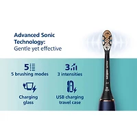 Brosse à dents électrique rechargeable Philips Sonicare DiamondClean Smart 9700, Bleu lunaire, HX9957/71