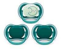 Philips Avent Ultra Air day time/night time Pacifier 6-18m, deep opal / sleeping moon, 3 pack, SCF085/68
