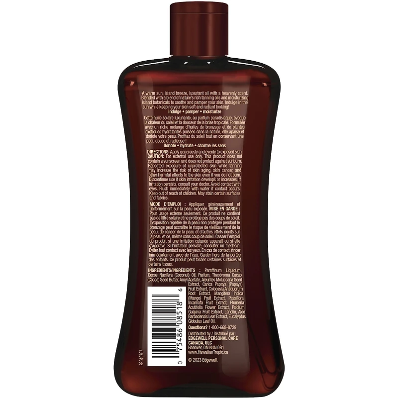 Huile de bronzage foncé en formule hydtarante