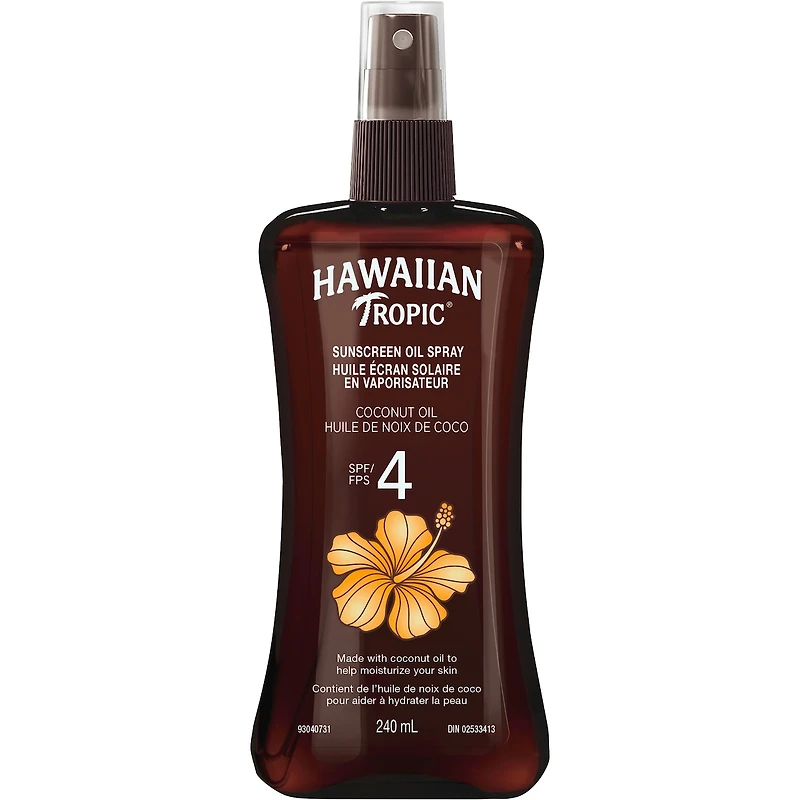 Huile de bronzage foncé à FPS 4 en formule hydtarante