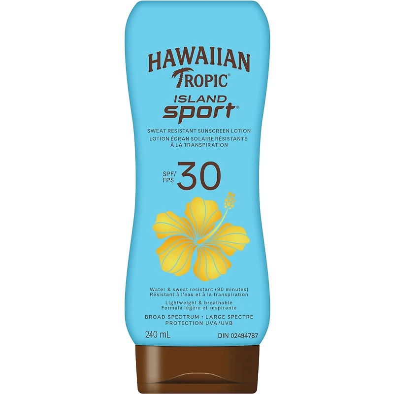 Lotion écran solaire Island Sport résistante à la transpiration, FPS 30