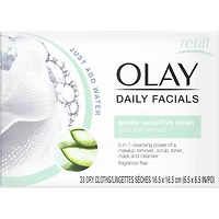 Lingettes nettoyantes Daily Facials, peau sensible, extrait d’aloès