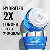 Gel hydratant pour le visage Olay Regenerist acide hyaluronique + peptide 24, non parfumé