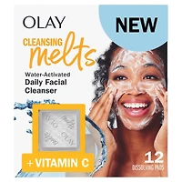 Cleansing Melts + Vitamin C Face Cleanser, 12ct, Water-Activated Face Wash Cleans, Tones, and Refreshes Skin