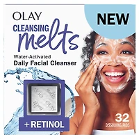 Cleansing Melts + Retinol Face Cleanser, 32ct, Water-Activated Face Wash Cleans, Tones, and Refreshes Skin
