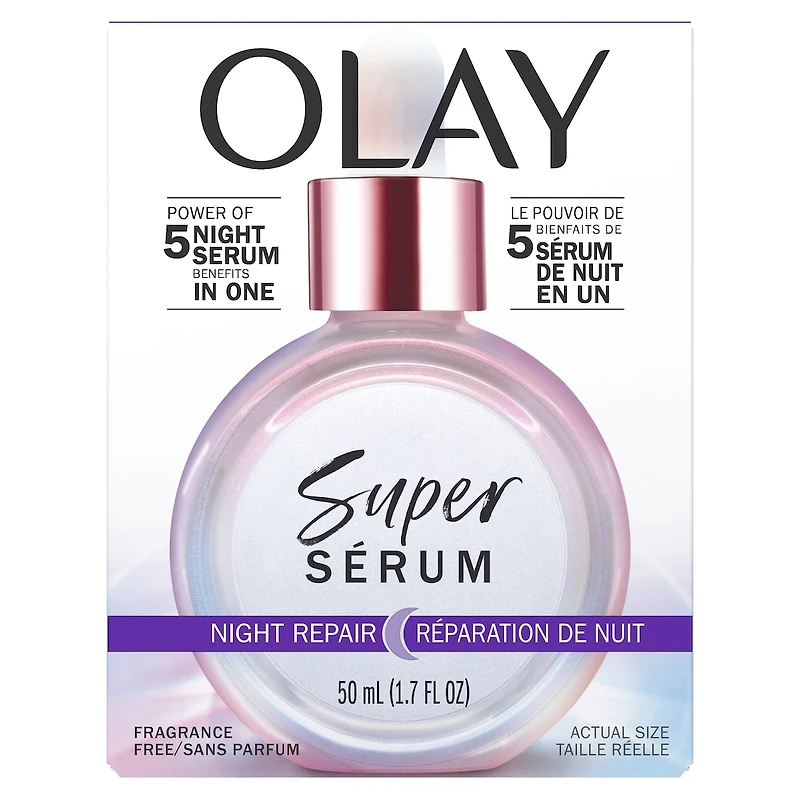 Super Serum Night Repair 5-in-1 Lightweight Skin Cell Renewing Face Serum Wrinkle Correcting Skin Care Treatment with Salicylic Acid, Niacinamide, Lactic Acid, Glycerin, Pep