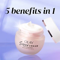 Super Cream with Sunscreen SPF, Ultra Lightweight Face Moisturizer that hydrates, smooths, brightens, firms, and protects with SPF.