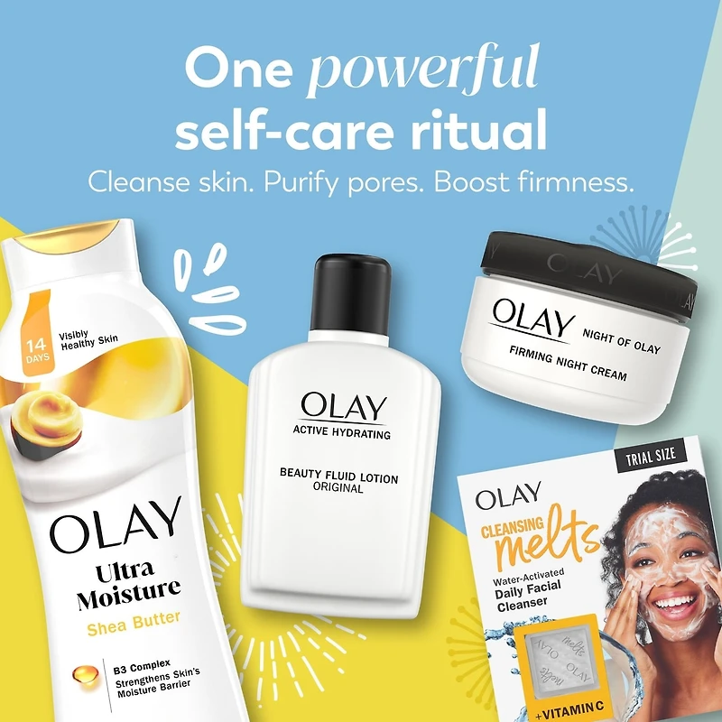 Mega Hydration Holiday Bag, Skincare Gift Set, 4pc, Body Wash, Face Cleanser, Daily Moisturizer, Night Moisturizer