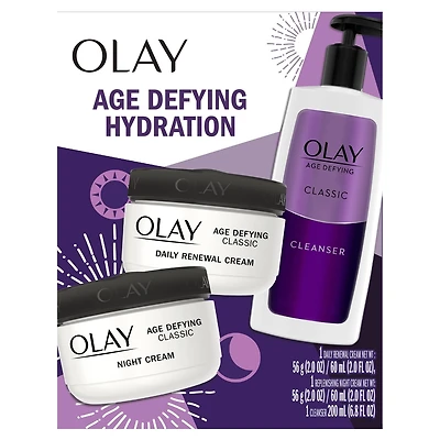 Ensemble-cadeau des Fêtes Défi au temps, ensemble-cadeau de soins de la peau, 3 unités, nettoyant pour le visage, hydratant quotidien pour le visage, crème de nuit