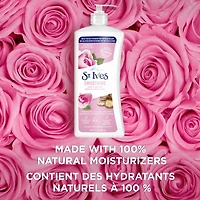 St. Ives  Smoothing Body Lotion hydrates for smooth, silky skin Rose & Argan Oil made with 100% natural moisturizers 621 mL