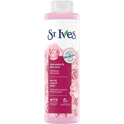 St. Ives Refreshing Body Wash for Women, Rose Water & Aloe Vera, 22 fl oz