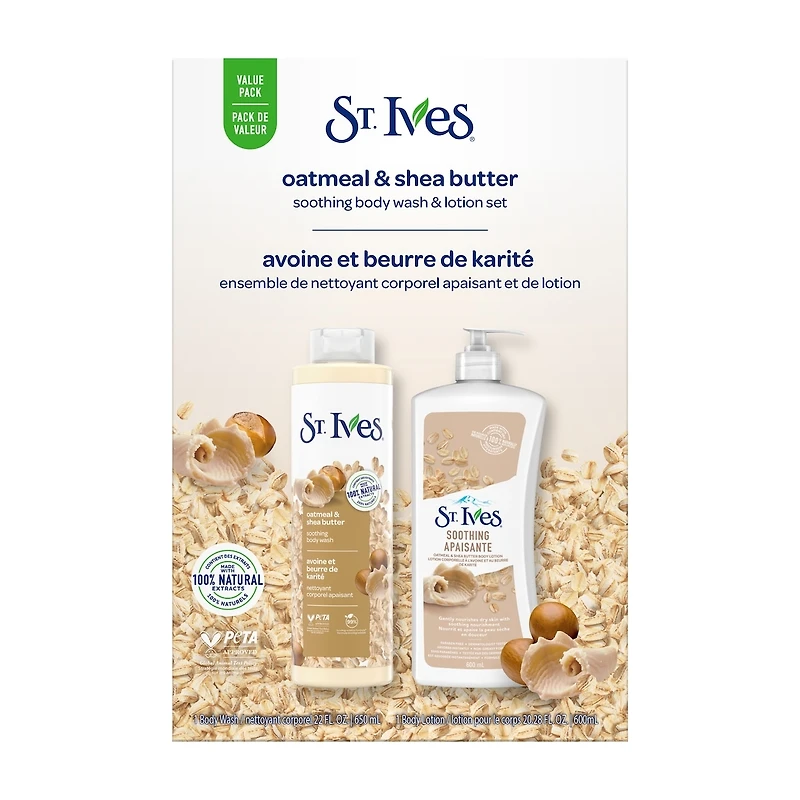 Coffret cadeau – Gel douche et lotion apaisants à l’avoine et au beurre de karité