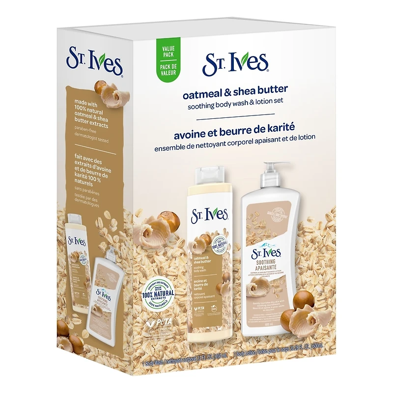 Coffret cadeau – Gel douche et lotion apaisants à l’avoine et au beurre de karité