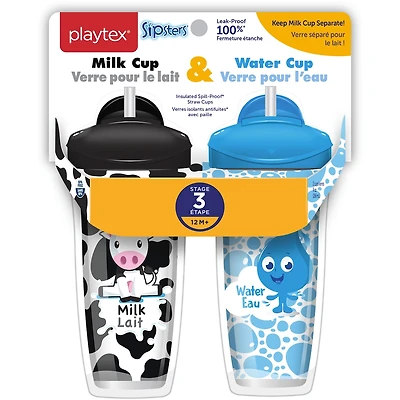 Sipsters Spill-Proof Milk & Water Straw Cups for Kids