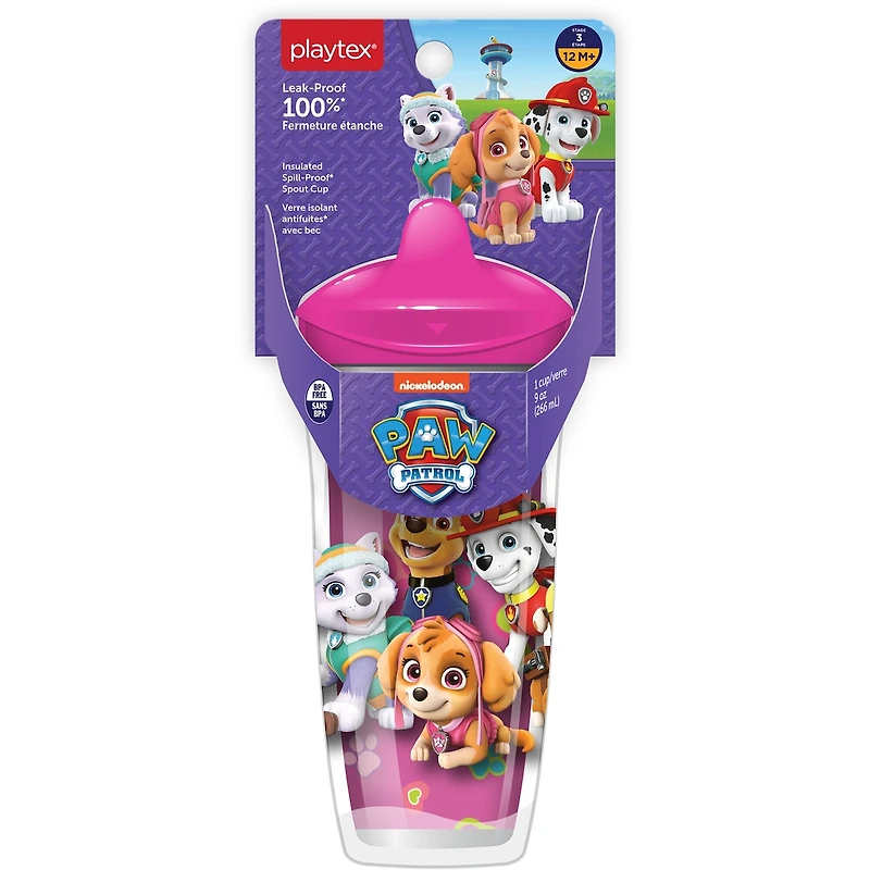Verre antifuites de 9 oz (266 mL) de Playtex avec bec et motif Paw Patrol ‒ rose