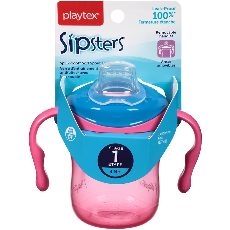 Playtex Baby Sipsters Tasse d'entraînement à bec souple avec poignées amovibles