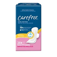 28 serviettes CAREFREEMD ultra-minces avec ailes à absorptivité régulière