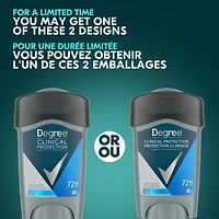 Bâton Antisudorifique pour contrôler la transpiration Degree Men Clinical+ Propre protection antibactérienne contre les odeurs 48 g