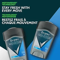 Bâton Antisudorifique pour contrôler la transpiration Degree Men Clinical+ Propre protection antibactérienne contre les odeurs 48 g