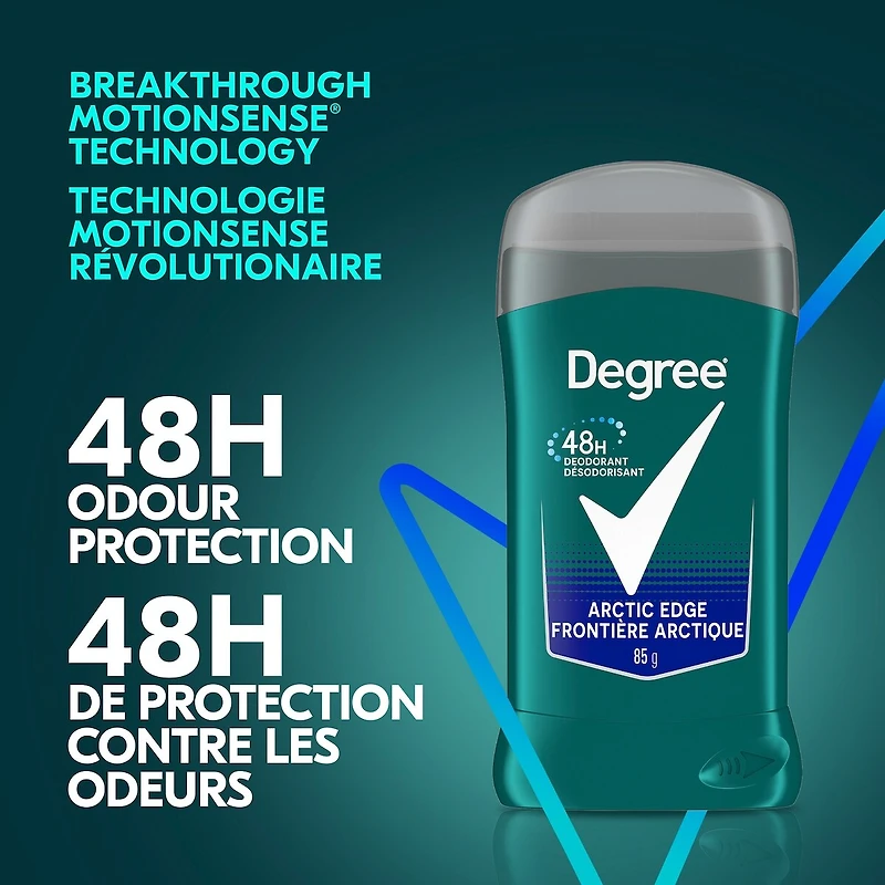 Désodorisant en bâton pour hommes Degree Men  Arctic Edge pour 48 h de protection contre les odeurs et une fraîcheur longue durée 85 g