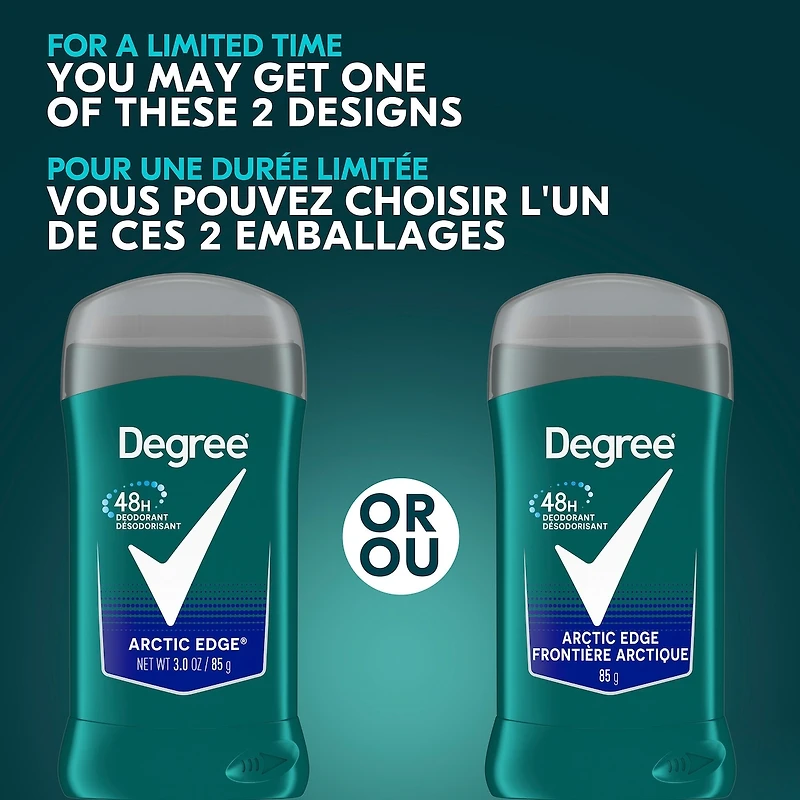 Désodorisant en bâton pour hommes Degree Men  Arctic Edge pour 48 h de protection contre les odeurs et une fraîcheur longue durée 85 g