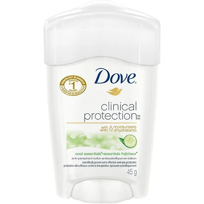 Dove Clinical Protection Antiperspirant Stick for sensitive skin Cool Essentials antibacterial odour protection 45 g