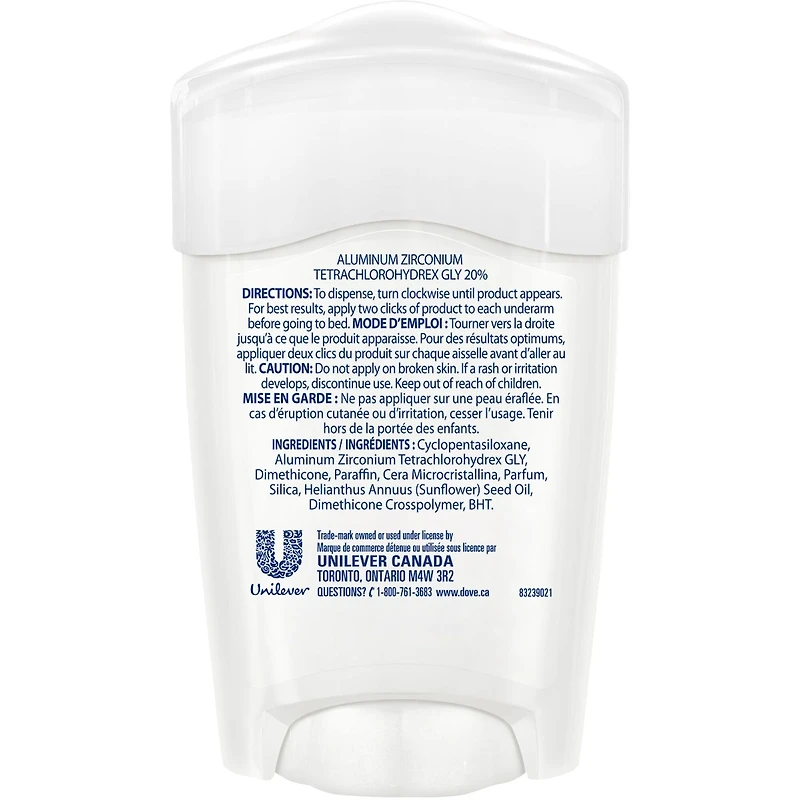 Antisudorifique en bâton pour peaux sensibles Dove Protection Clinique Essentiels Fraîcheur protection antibactérienne contre les odeurs 45 g