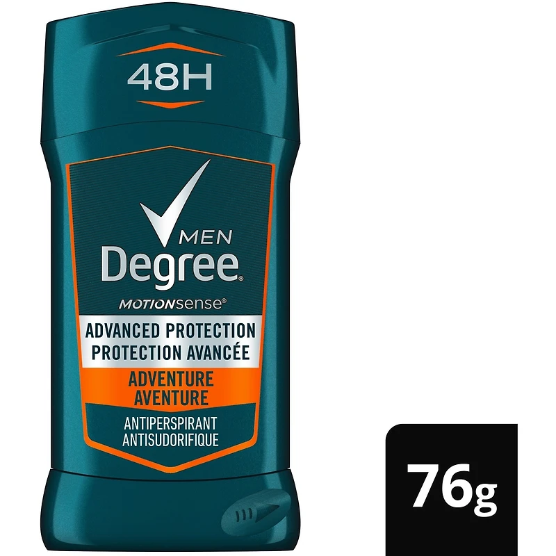 Degree Men Advanced Antisudorifique en Bâton pour 72 h de protection anti-sueur et anti-odeurs Aventure désodorisant avec technologie motionsense 76 g