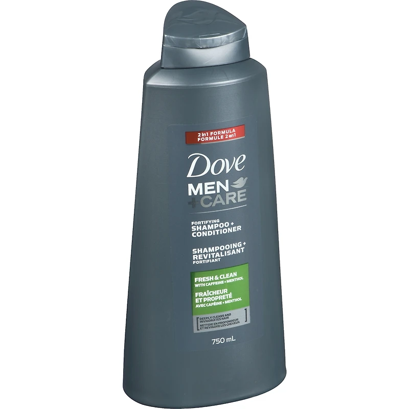 Dove Men+Care Fortifying Shampoo & Conditioner 2in1 for daily use Fresh Clean with caffeine and menthol 750 ml